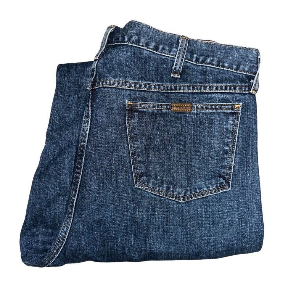 J Peterman Straight Leg Jeans Mens 38 31 Medium Wash Pockets Logo Denim Blue